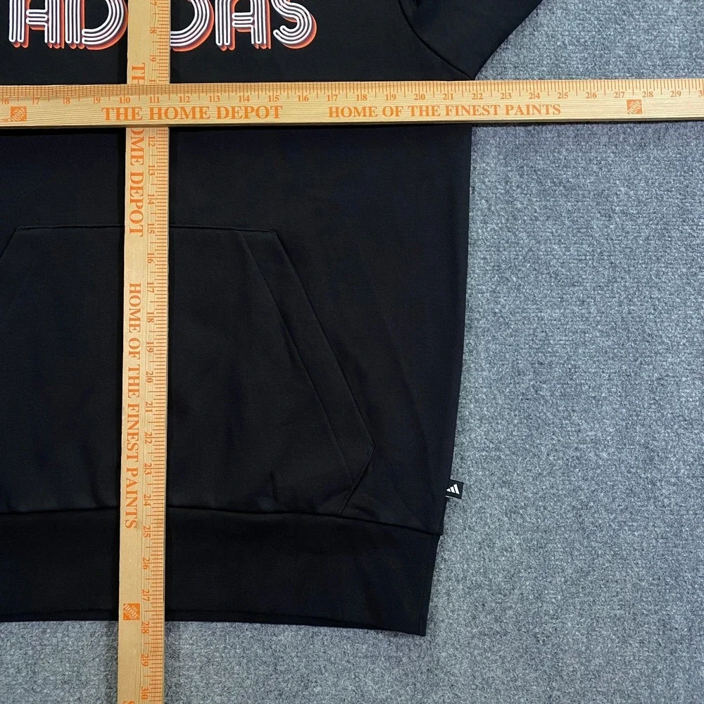 Adidas 3D Retro 70s Striped Logo Hoodie Adult M Black Spell Out Disco Groovy NWT